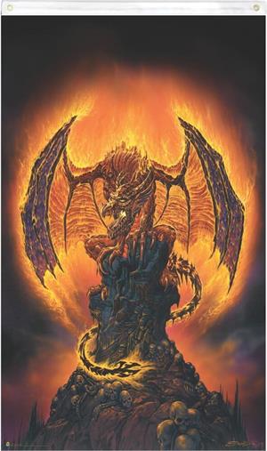 Flaming Dragon by Ed Beard Blacklight Reactive Fly Flag Image